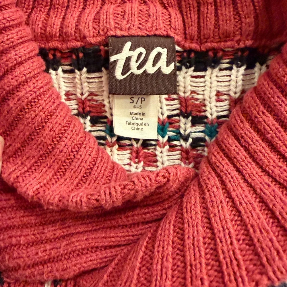 Tea Collection Kids Fair Isle Cowl Neck Sweater‎ Size S 4- 5